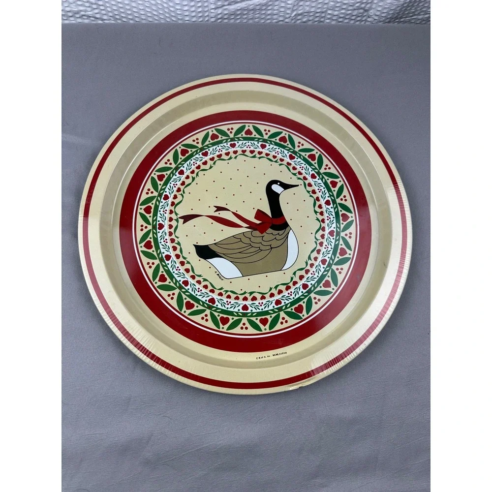 Vintage Goose Decorative Tin Serving Tray Country Farmhouse Kitchen Decor‎ 13in